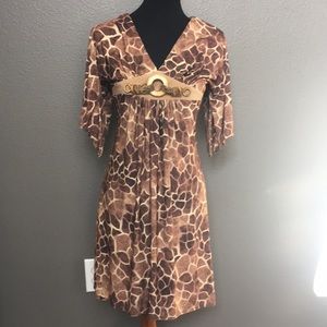 Giraffe print dress with beaded detail